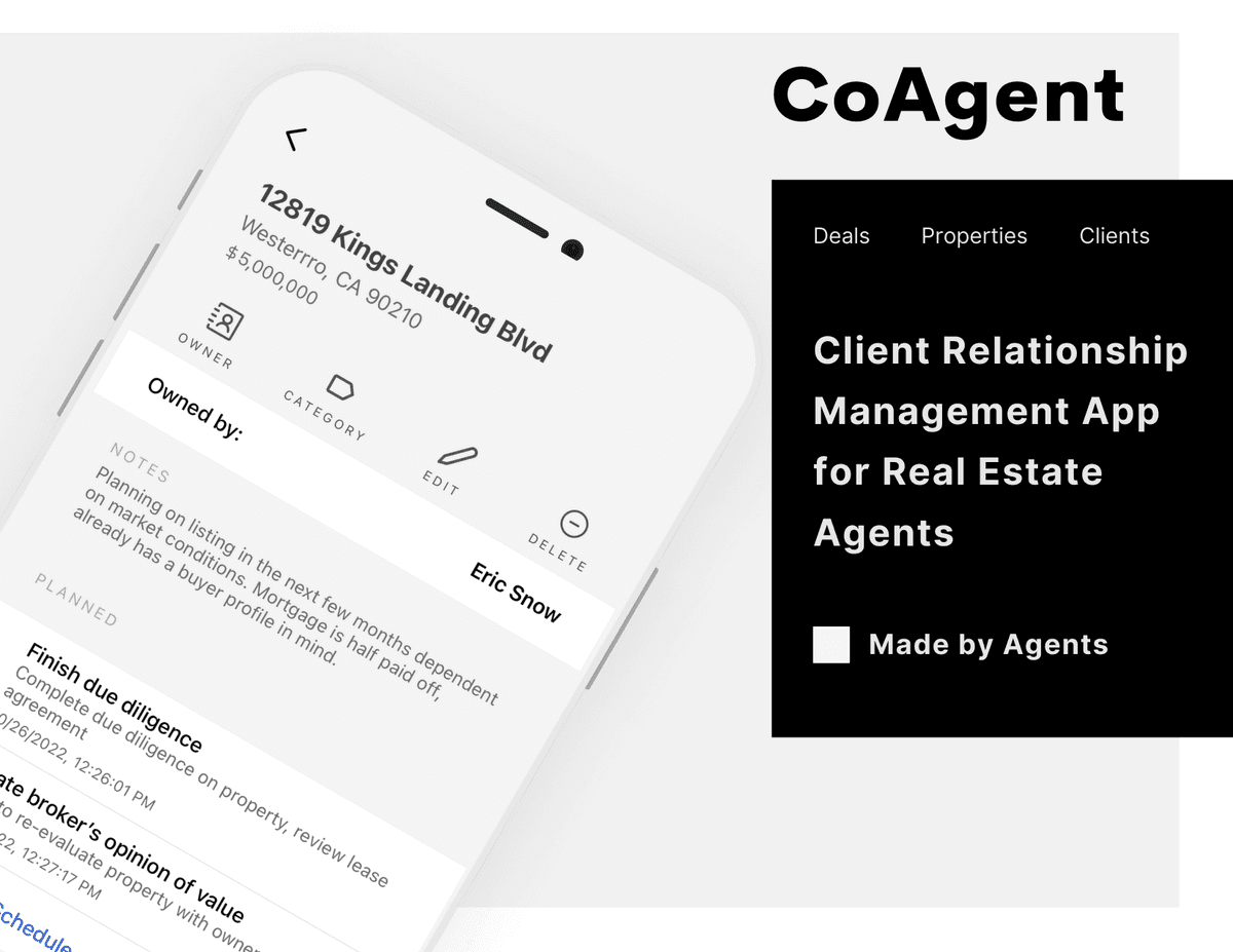 CoAgent, client relationship managemetna pp for real estate agents